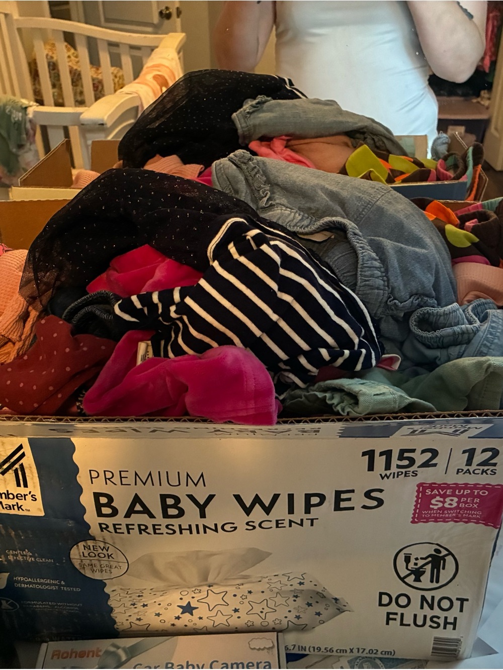 Box of Premium Baby Wipes with Mixed Baby Clothes